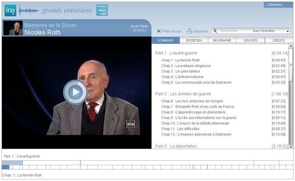 Capture d'écran du site Grands entretiens - Mémoires de la Shoah