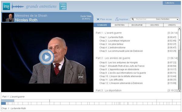 Capture d'écran du site Grands entretiens - Mémoires de la Shoah 