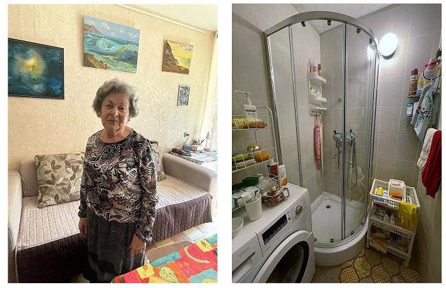 Asya Borovkova / la nouvelle douche installée dans sa salle de bains, plus adaptée à sa perte de mobilité. © Rachel Rimmer - FMS