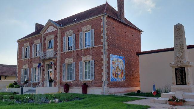 La fresque sur le côté de l'ancienne école communale. ©&nbsp;C. Ponton - CCAMR 