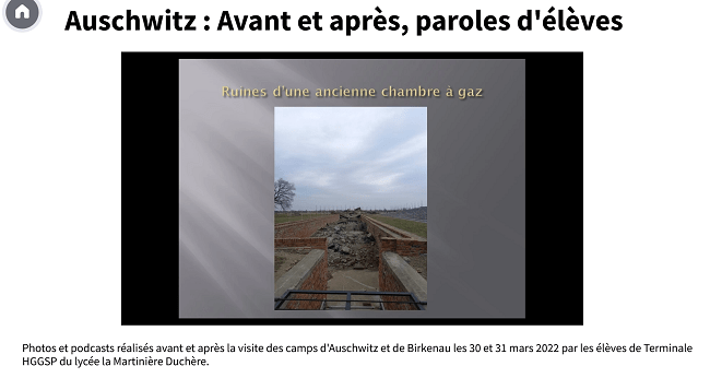 capture écran du podcast Avant/Après la visite d'Auschwitz-Birkenau, témoignages audio des élèves.