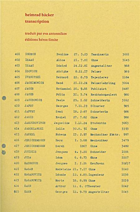Transcription - Heimrad Bäcker