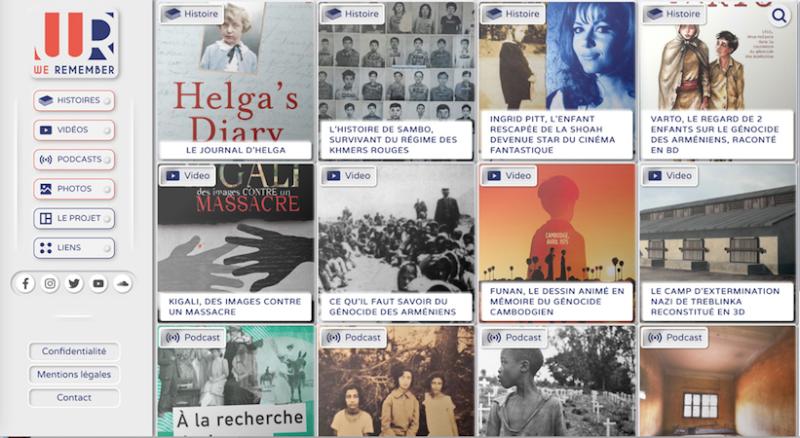 Page d'accueil du site We Remember 