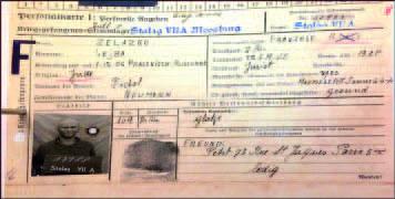 Papier d'identité d'un prisonnier portant le mot "JUD"