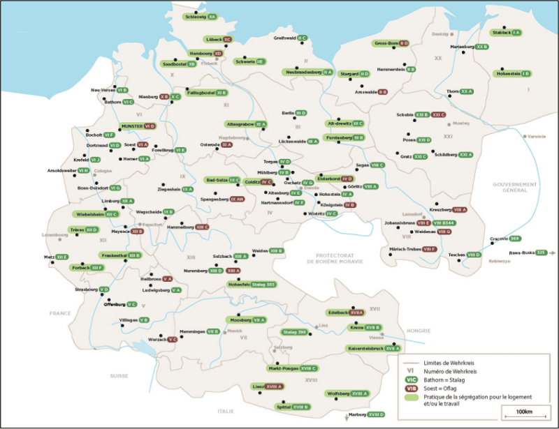 La carte des Stalags et Oflags