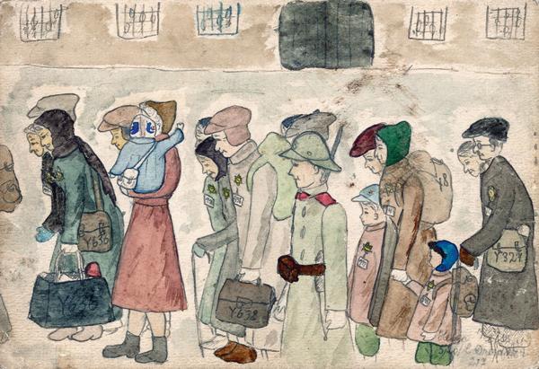 Dessin extrait d’un numéro du magazine clandestin Vedem, publié par des enfants du ghetto de Terezin