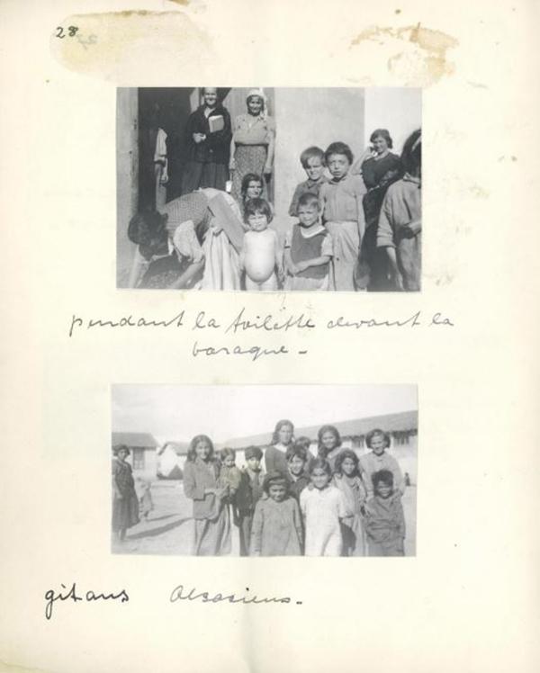 Photographies figurant dans l’"album de Rivesaltes", qui réunit des clichés pris entre novembre 1941 et novembre 1942 par Friedel Bohny-Reiter, infirmière du Secours suisse aux enfants. La légende "Gitans alsaciens"&nbsp;interroge : comment ces familles originaires d’Alsace se sont-elles retrouvées internées à Rivesaltes, au nord de Perpignan ?&nbsp; 