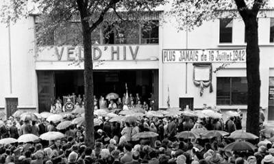 Commémoration de la rafle du Vél' d'hiv' en 1957. Crédit : Mémorial de la Shoah